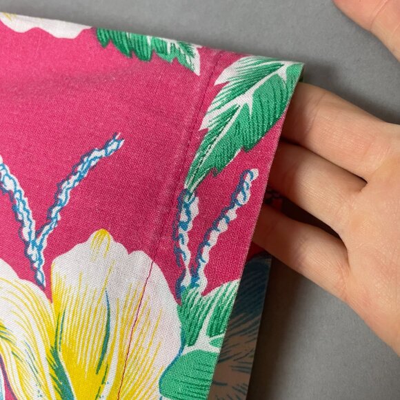 Vintage Hawaiian Shirt Bright Pink Tropical Floral Size Medium Vacation Funky - Picture 10 of 14